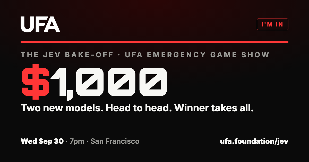 I'm in for the JEV Bake-Off. $1,000. Wed Sep 30, San Francisco.